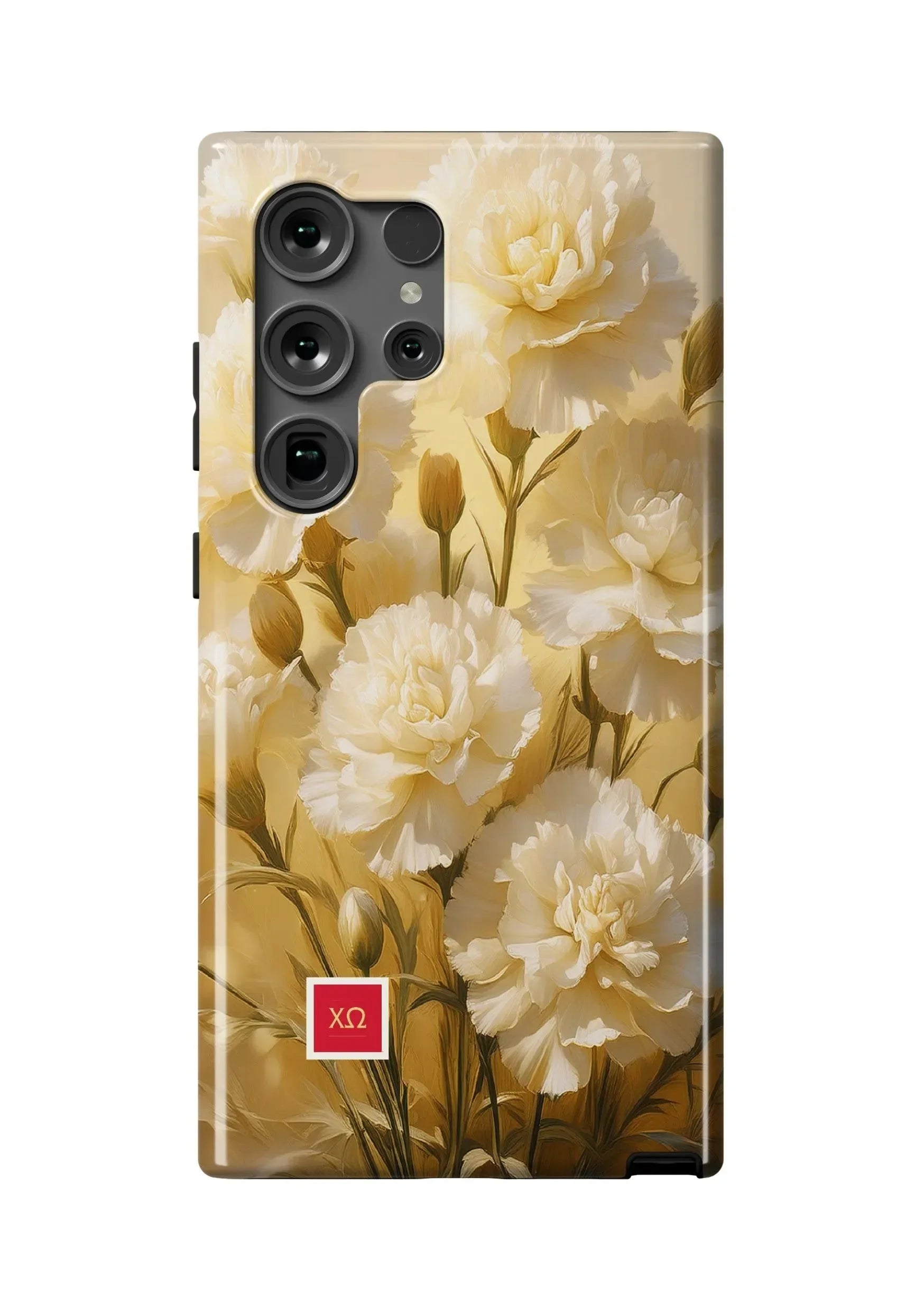 Chi Omega Samsung Galaxy 24, 23 Mobile Phone Case - Bold Carnations Gloss Mobile Phone Cases