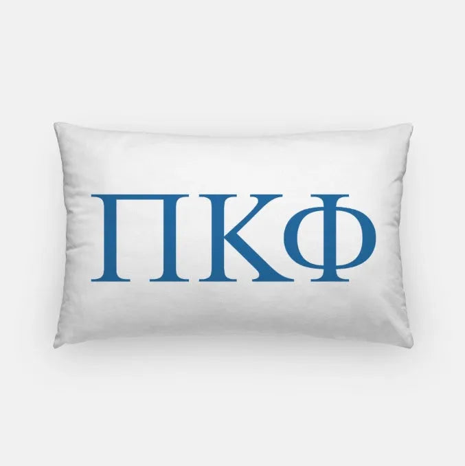 Pi Kappa Phi Lumbar Pillow Cover - Greek Letters White Blue Pillow Covers