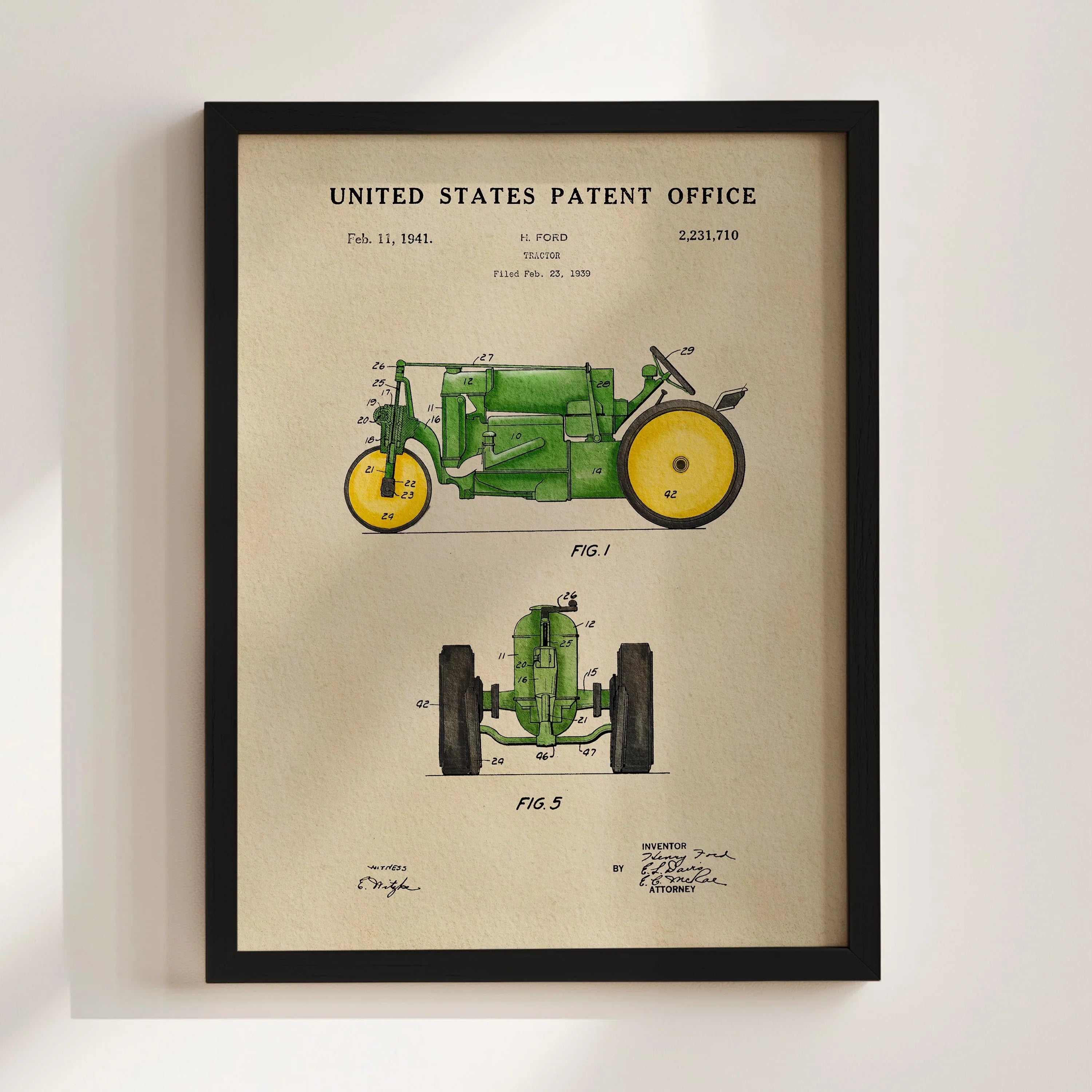 Vintage Tractor US Patent Art Print | Dorm Decor | Wall Art
