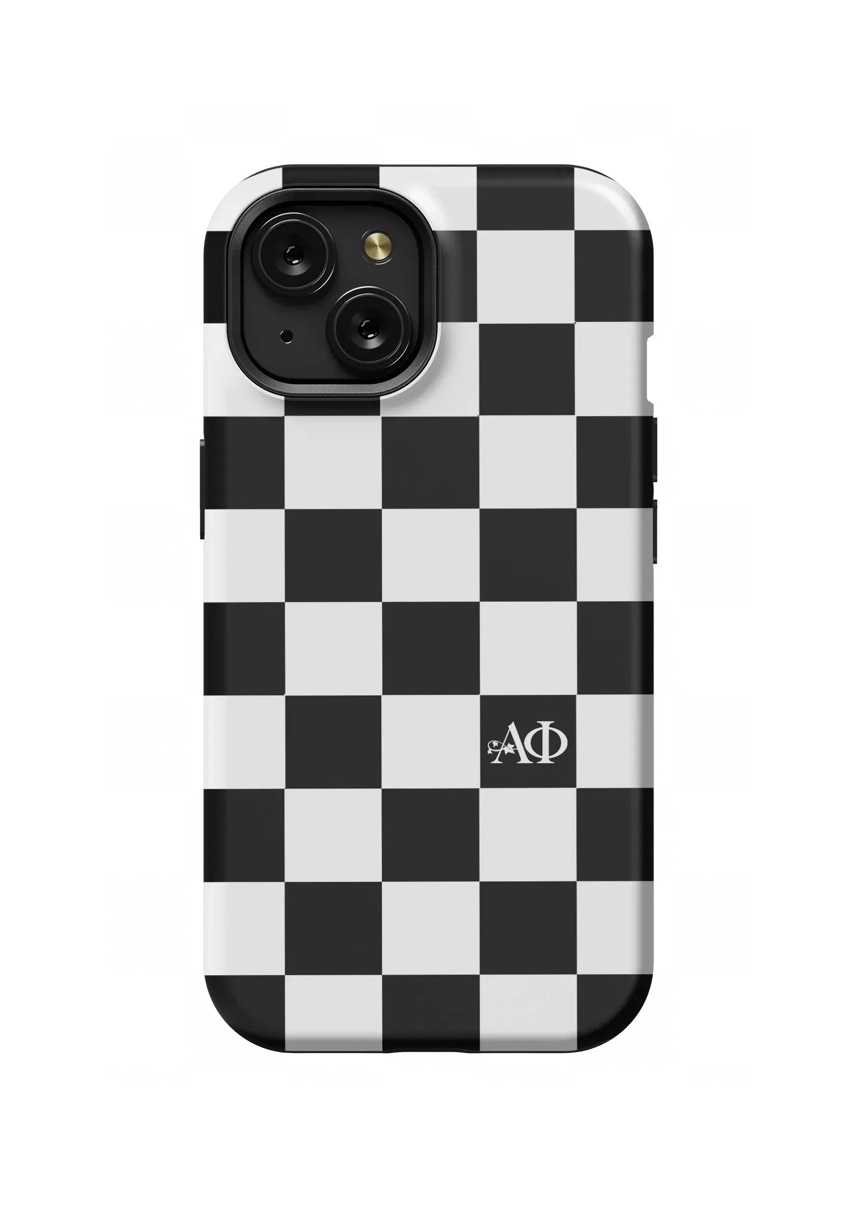 Alpha Phi iPhone 16, 15, 14 Mobile Phone Case - Black Check Matte Mobile Phone Cases