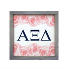 Alpha Xi Delta Wood Framed Sign - Pink Roses - 12"x12" | AXiD Gifts