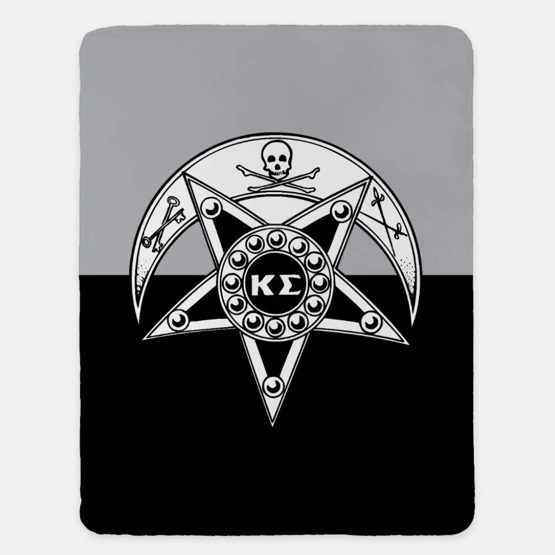 Kappa Sigma XL 60x80 Blanket - Badge Color Block Gray Black Throw Blankets