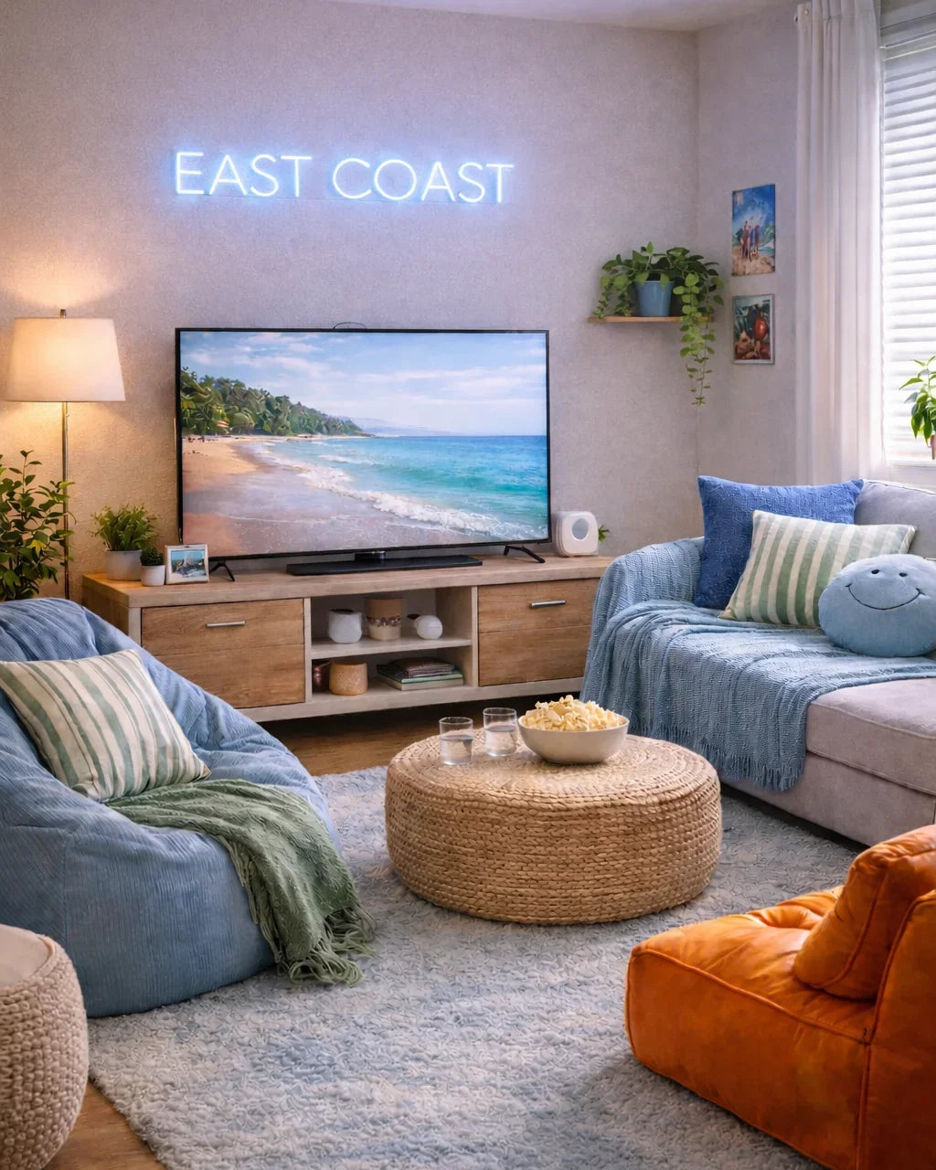 EAST COAST LED Neon Sign w/ Dimmer | Dorm Wall Sign | Bedroom Sign