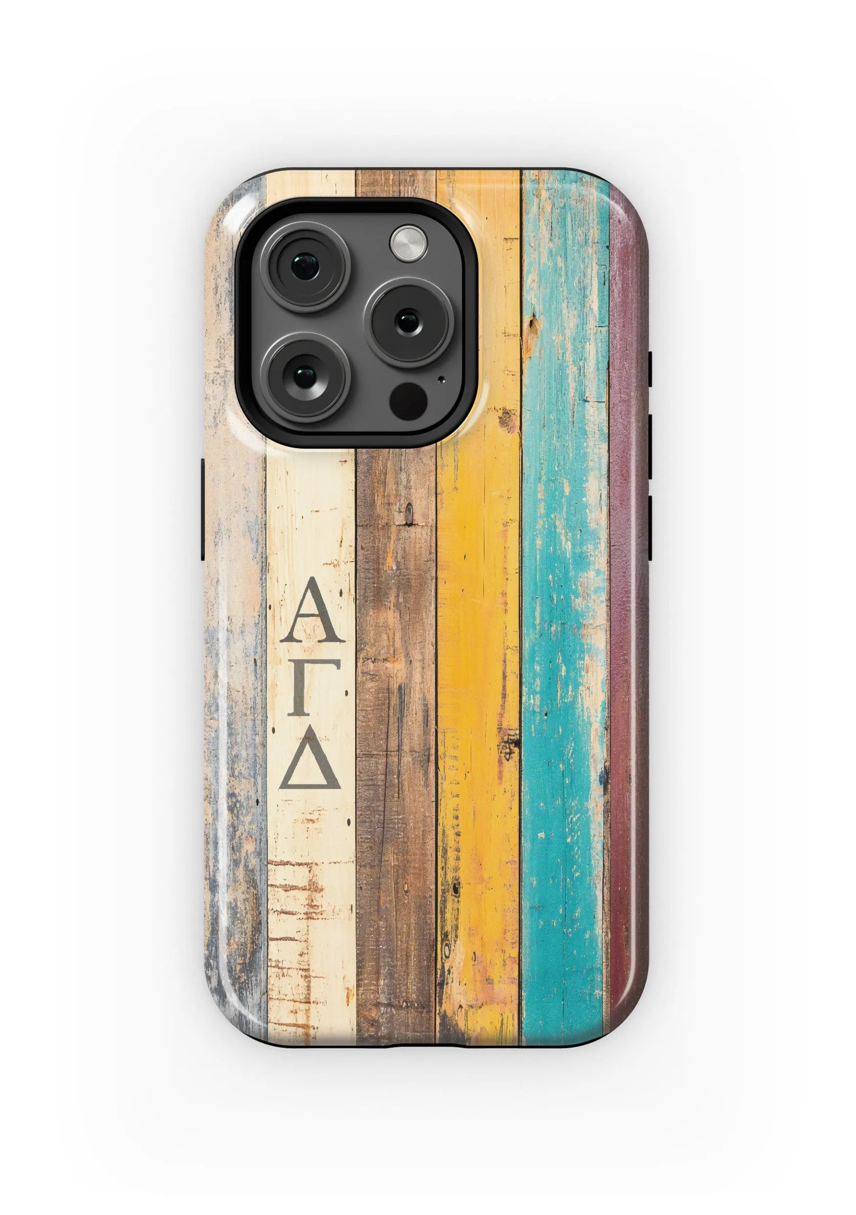 Alpha Gamma Delta iPhone 16, 15, 14 Mobile Phone Case - Wood Plank Gloss Mobile Phone Cases