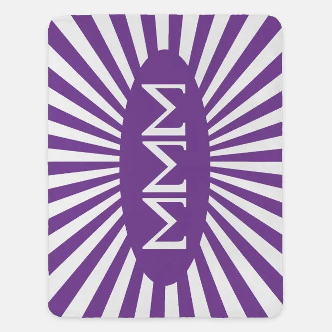 Tri Sigma XL 60x80 Sherpa Throw Blanket Starburst Violet Throw Blankets