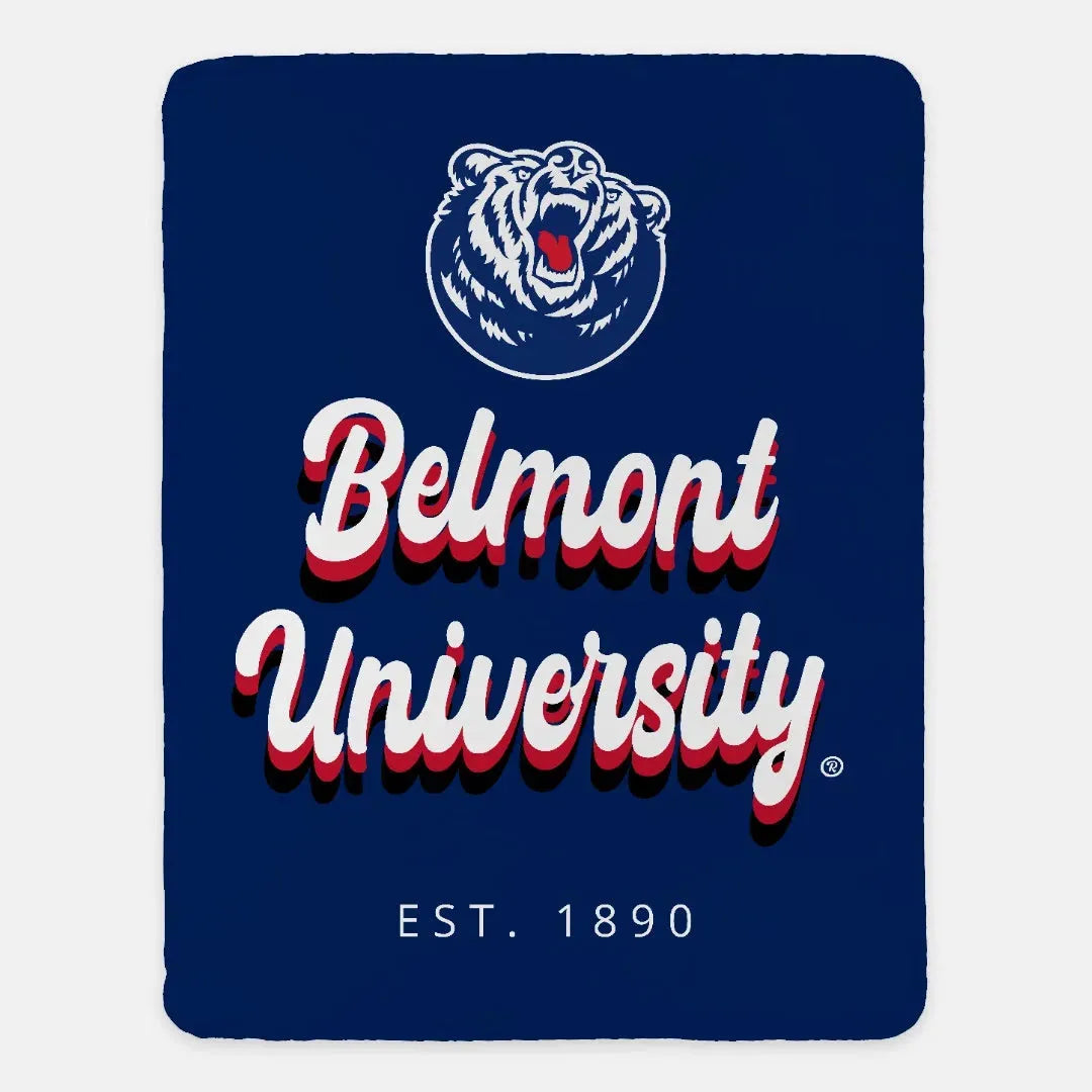 Belmont University Sherpa Blanket XL 60"x80" - Retro Throw Blankets