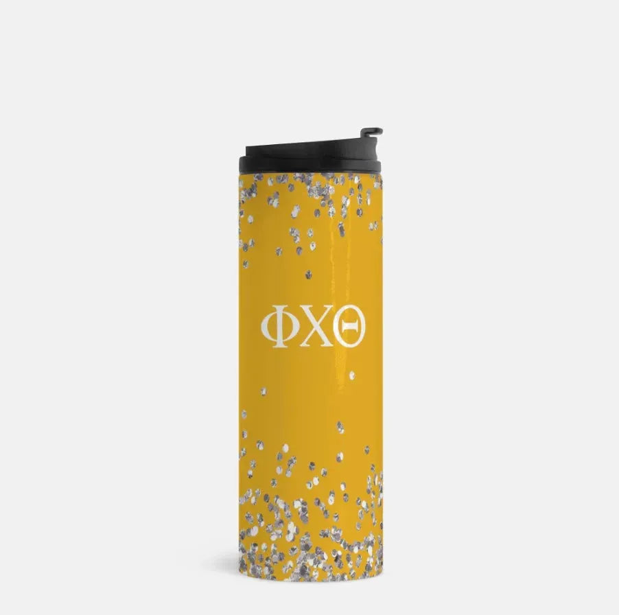 Phi Chi Theta Thermal Tumbler 16 oz. Glitter Gold Drinkware