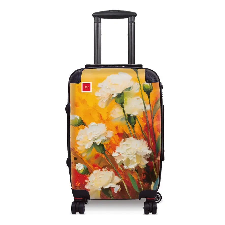 Chi Omega Carry-on Suitcase - Bold White Carnations Suitcases