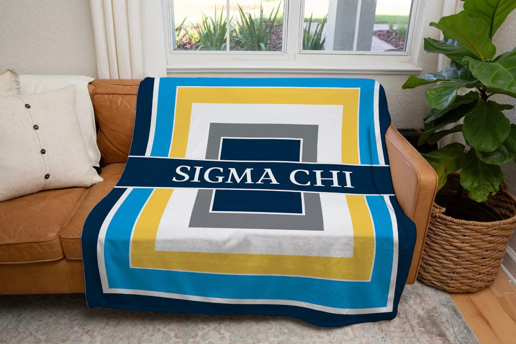 Sigma Chi XL 60x80 Sherpa Blanket - Geo Throw Blankets