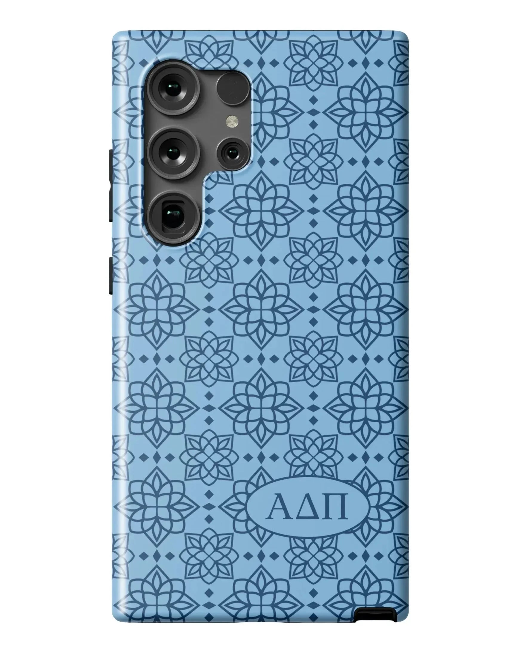 Alpha Delta Pi Samsung Galaxy 24, 23 Mobile Phone Case - Adelphean Blue Ornate Matte Mobile Phone Cases