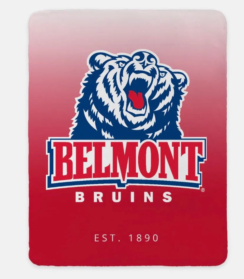 Belmont University Sherpa Blanket XL 60x80 - Gradient Red Throw Blankets