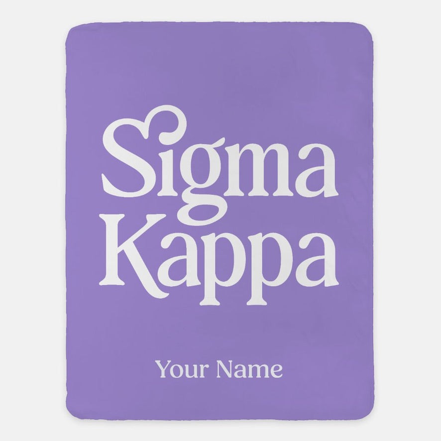 Personalized Sigma Kappa XL 60x80 Sherpa Throw Blanket | Sig Kap Gifts