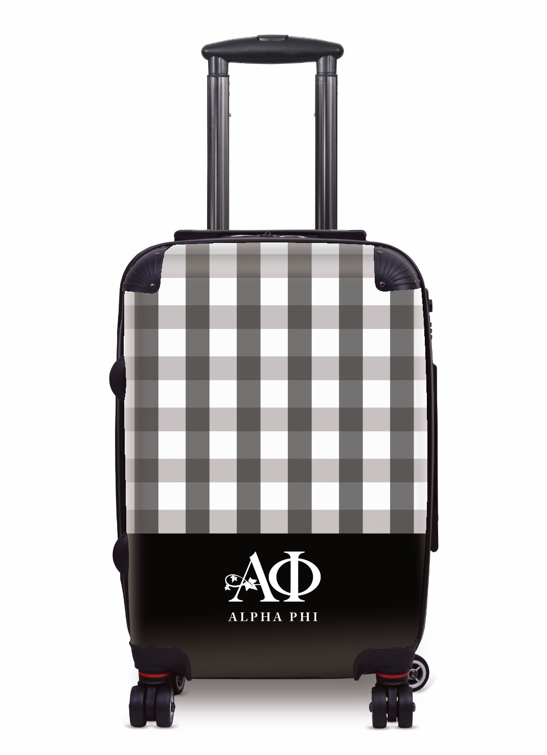 Alpha Phi Carry-on Luggage - Gingham Black Suitcases