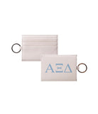 Alpha Xi Delta Vegan Saffiano Leather Card Holder - Greek Letters Griffin Blue Travel Wallet
