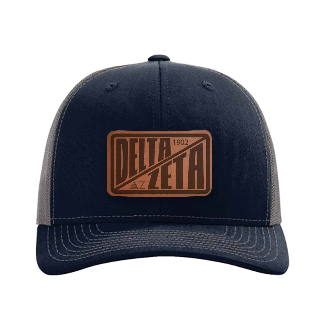 Delta Zeta Richardson 112 Leatherette Patch Trucker Hat - Divide Navy Charcoal Trucker Hat