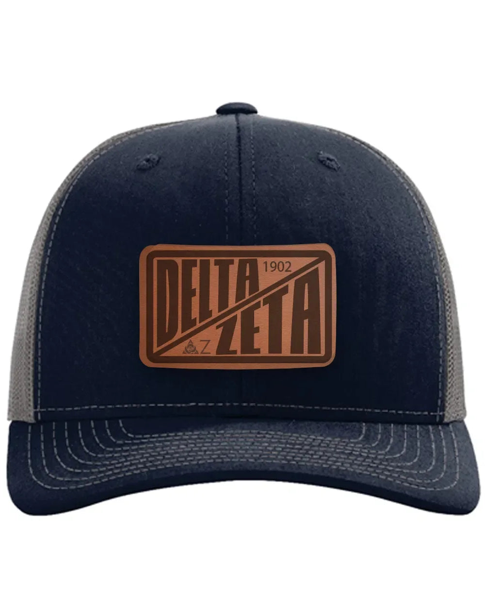 Delta Zeta Richardson 112 Leatherette Patch Trucker Hat - Divide Navy Charcoal Trucker Hat