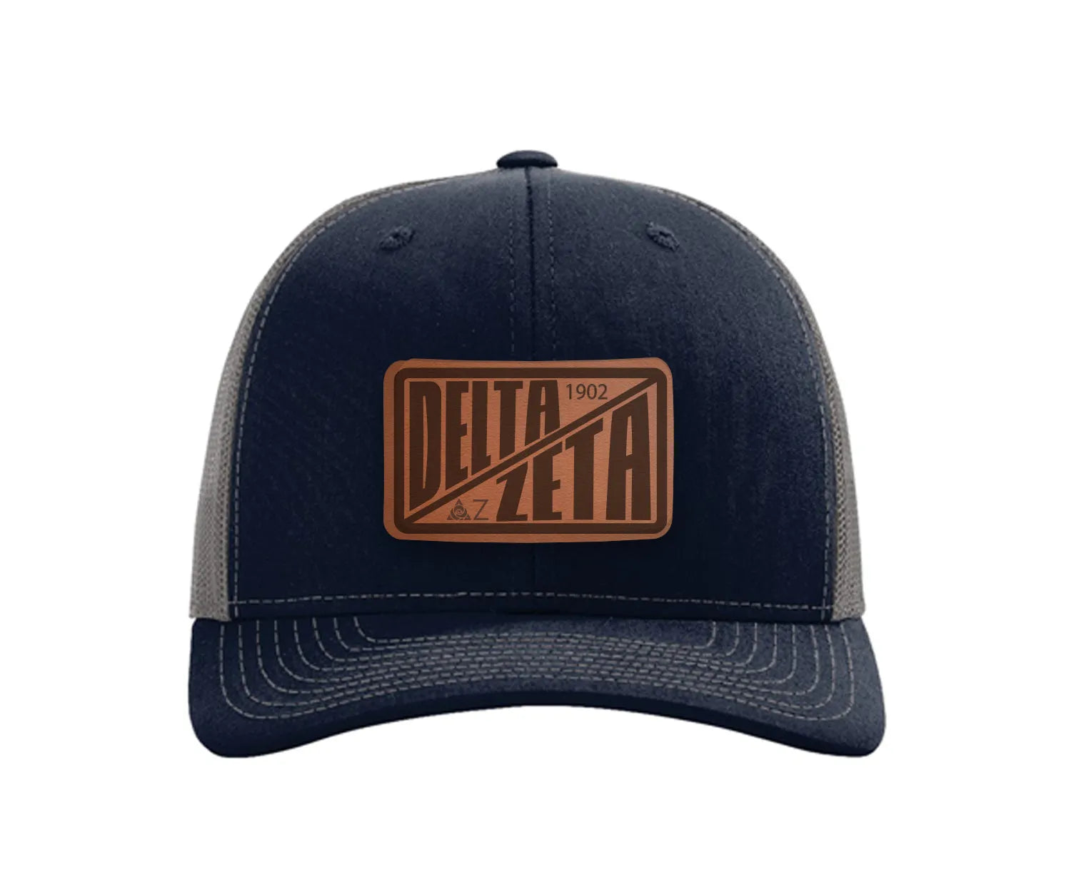 Delta Zeta Richardson 112 Leatherette Patch Trucker Hat - Divide Navy Charcoal Trucker Hat
