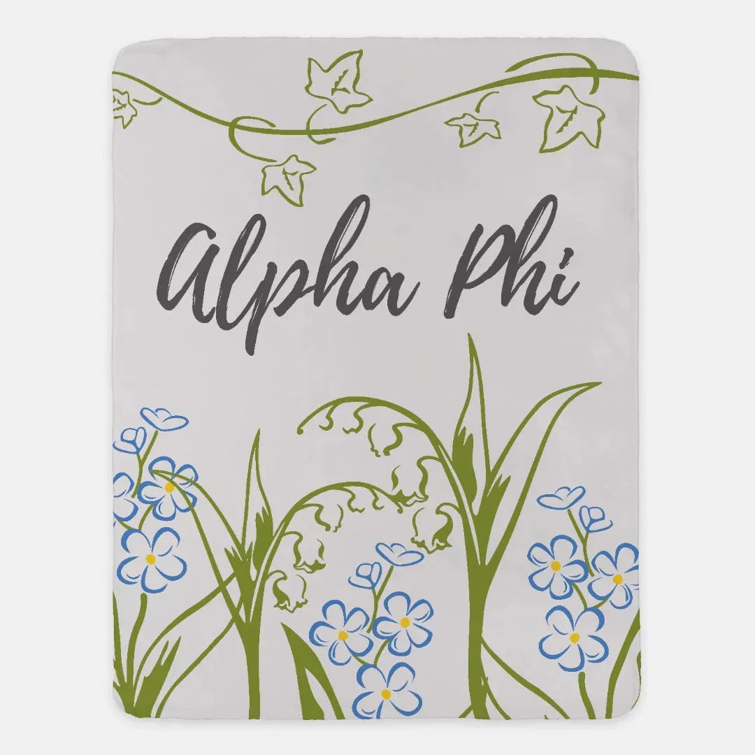 Field of Lillies Alpha Phi XL 60x80 Sherpa Blanket Throw Blankets