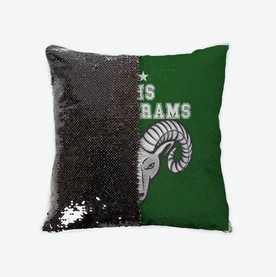 PHS Lady Rams Sequin Pillow Cover Green Black Pillow Covers