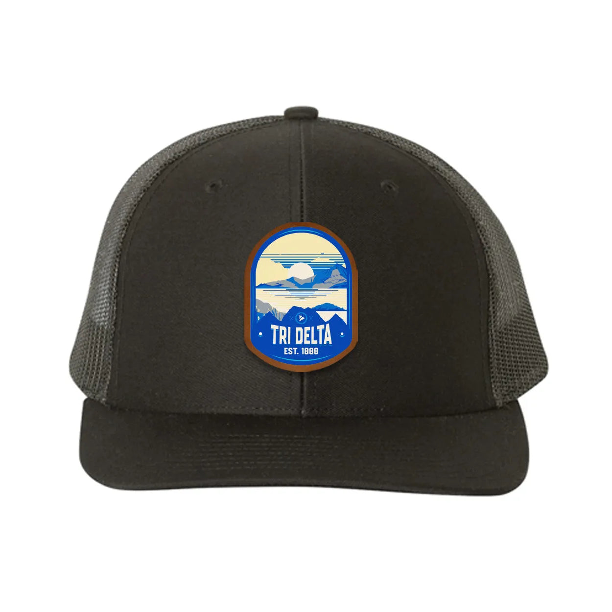 Tri Delta Richardson 112 UV Print Leatherette Patch Trucker Hat - Ventura Black Black Trucker Hat