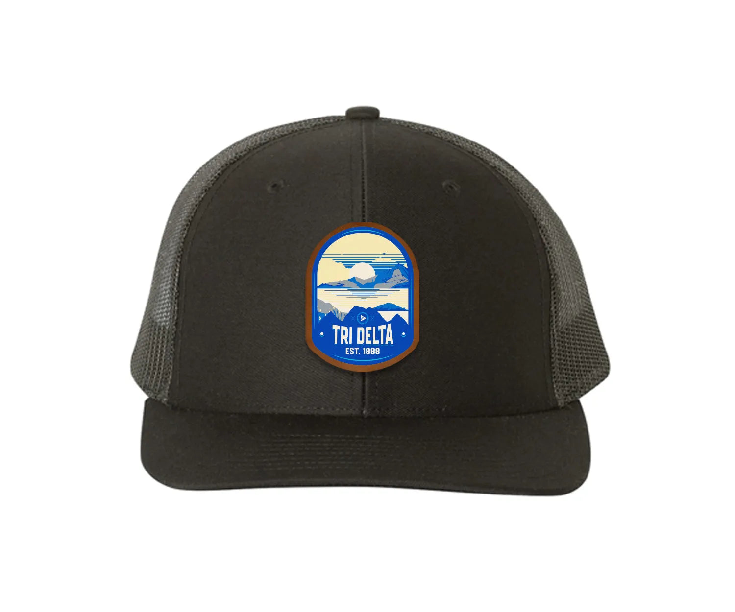 Tri Delta Richardson 112 UV Print Leatherette Patch Trucker Hat - Ventura Black Black Trucker Hat