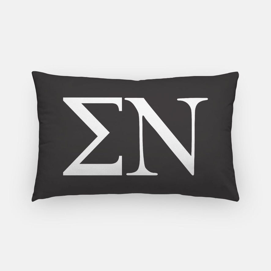 Sigma Nu Lumbar Pillow Cover - Greek Letters Black White Pillow Covers