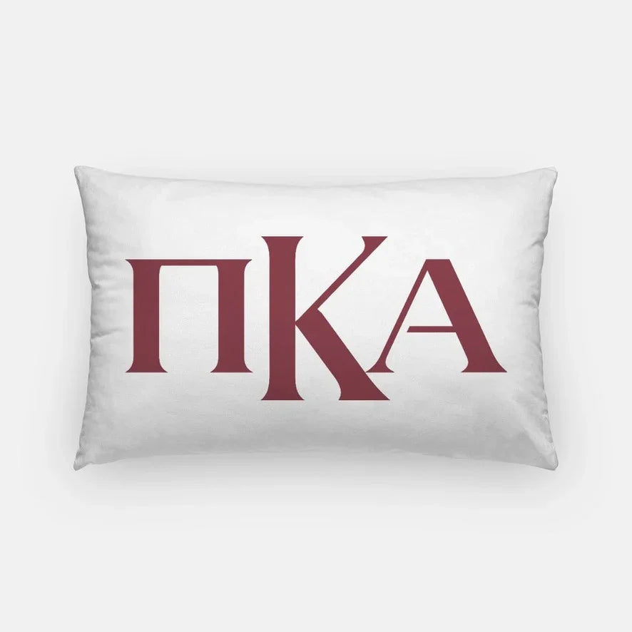 PIKE Lumbar Pillow Cover - Greek Letters White Garnet Pillow Covers