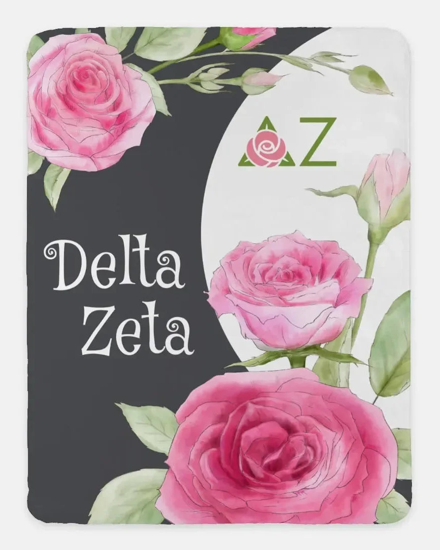 Delta Zeta XL 60x80 Sherpa Throw Blanket - Rose Moon Throw Blankets