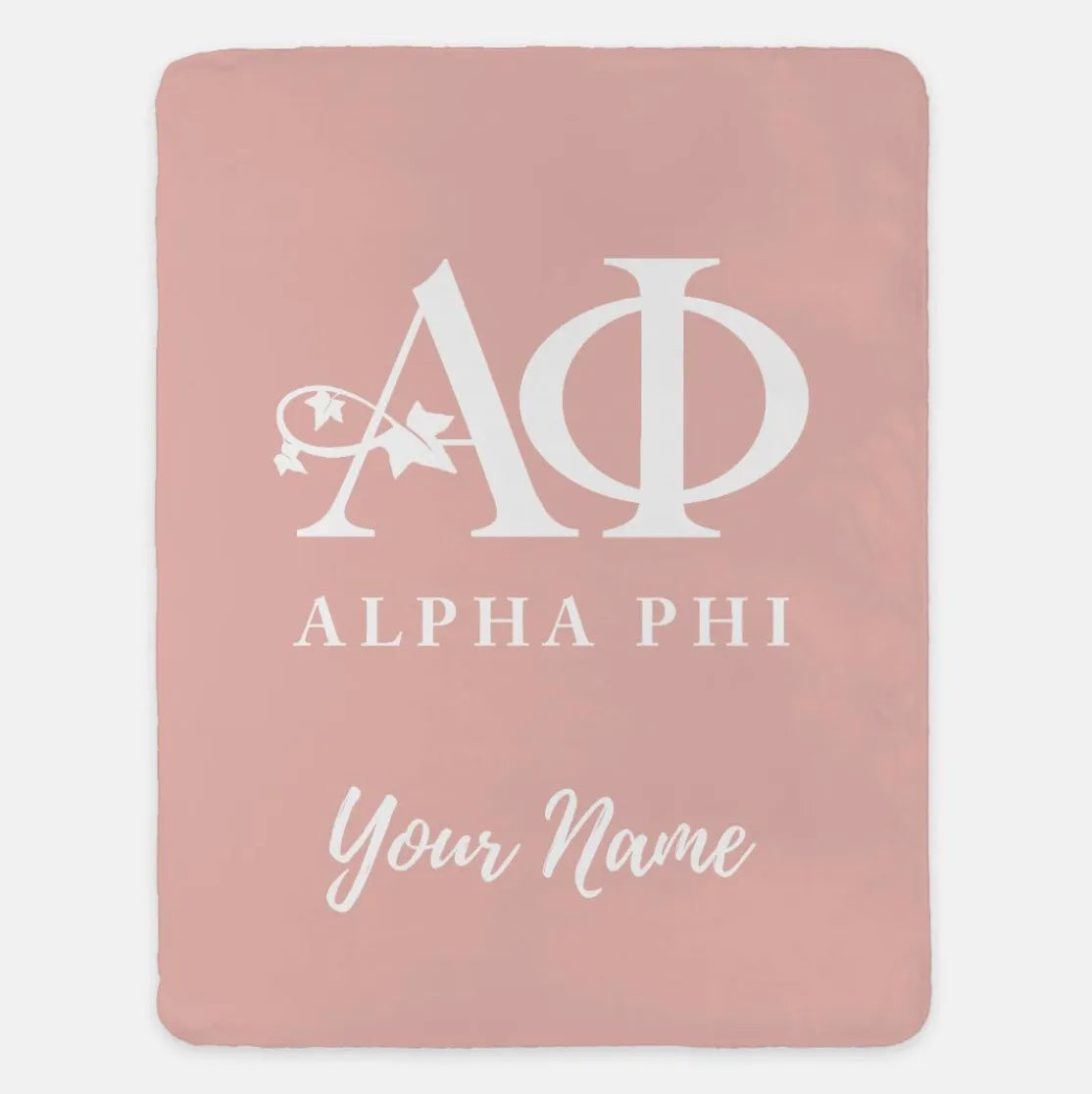 Personalized Alpha Phi XL 60x80 Sherpa Blanket Blush Throw Blankets