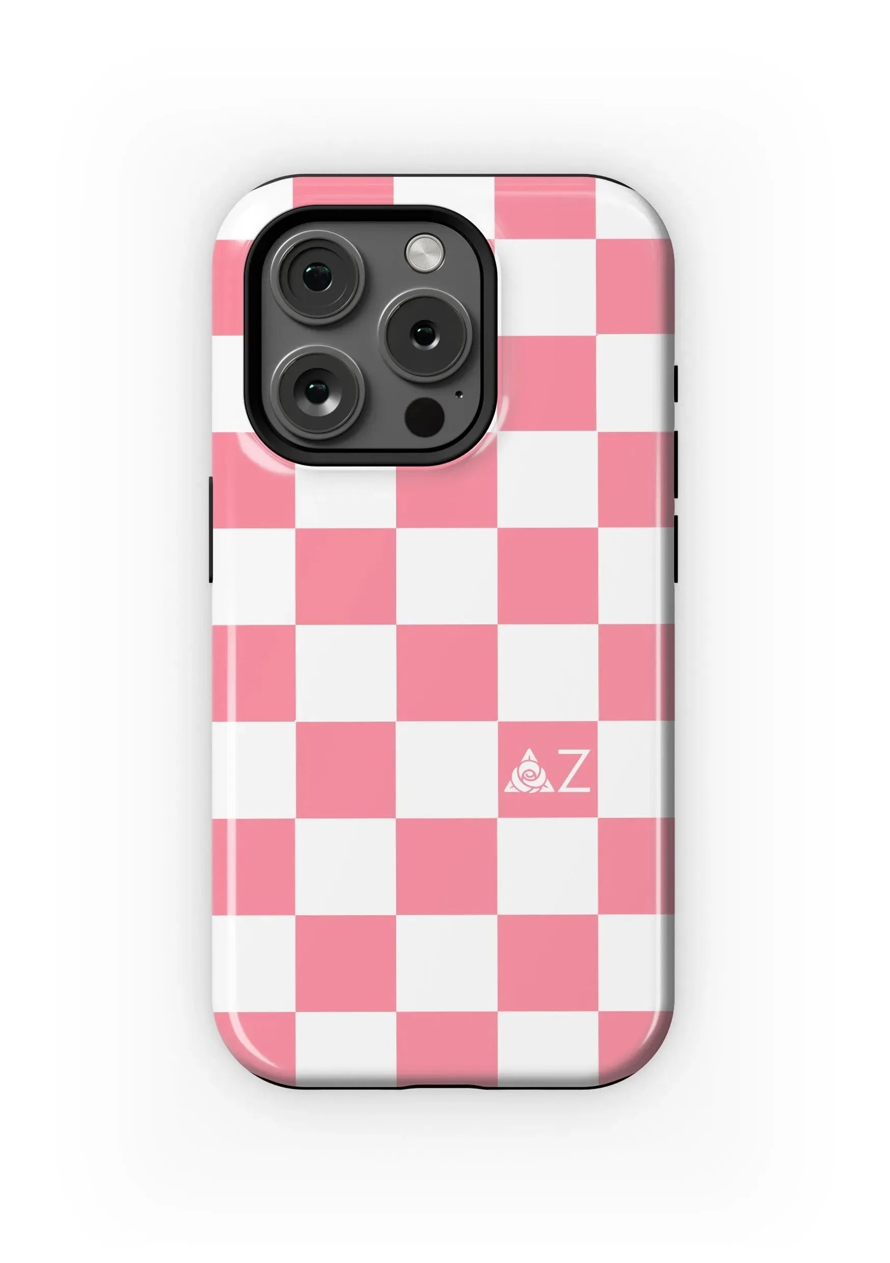 Delta Zeta iPhone 16, 15, 14 Mobile Phone Case - Pink Check Gloss Mobile Phone Cases