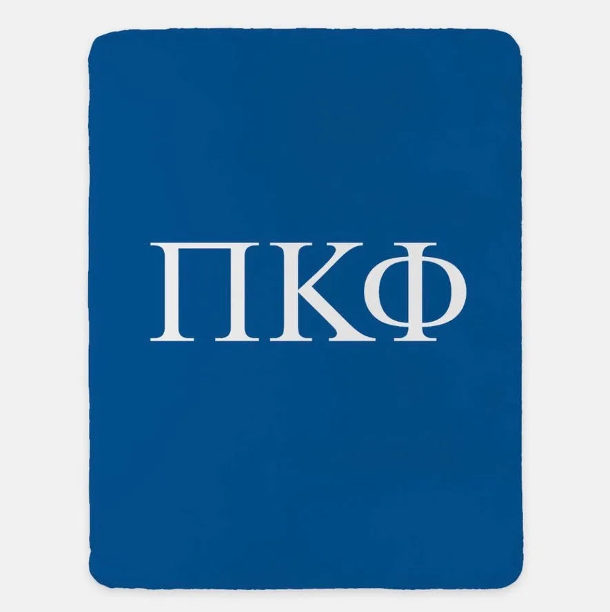 Pi Kappa Phi XL 60x80 Sherpa Throw Blanket - Greek Letters Blue Throw Blankets