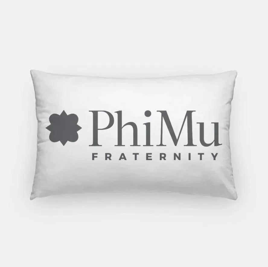 Phi Mu Fraternity Lumbar Pillow White Charcoal