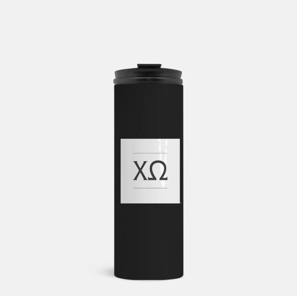 Chi Omega Tumbler 16 oz. - Traditional Black Drinkware