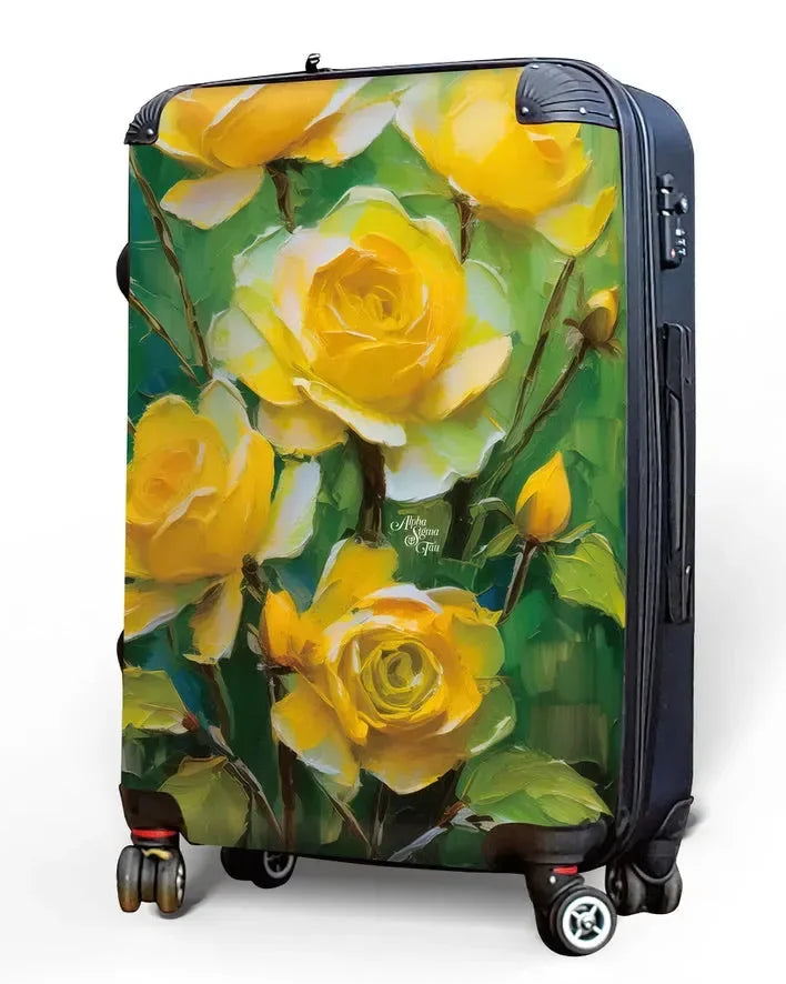 Alpha Sigma Tau Carry-on Suitcase - Bold Yellow Roses Suitcases