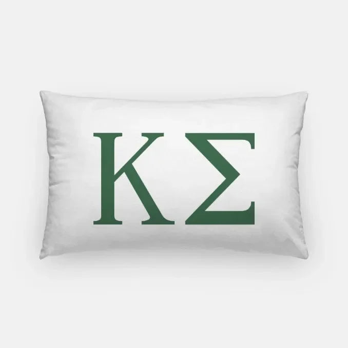 Kappa Sigma Lumbar Pillow Cover - Greek Letters White Green Pillow Covers