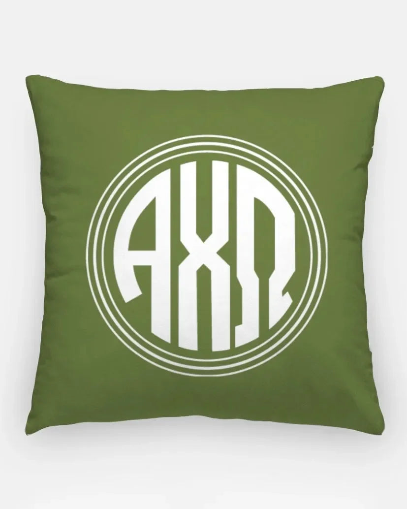 Alpha Chi 18" Monogram Throw Pillow Cover Olive Pillow Covers
