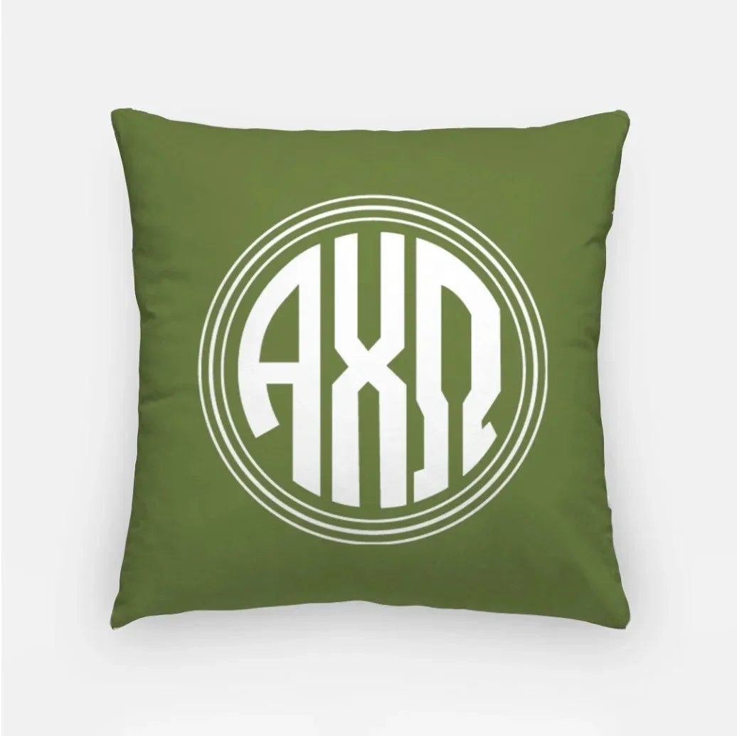 Alpha Chi 18" Monogram Throw Pillow Cover Olive Pillow Covers