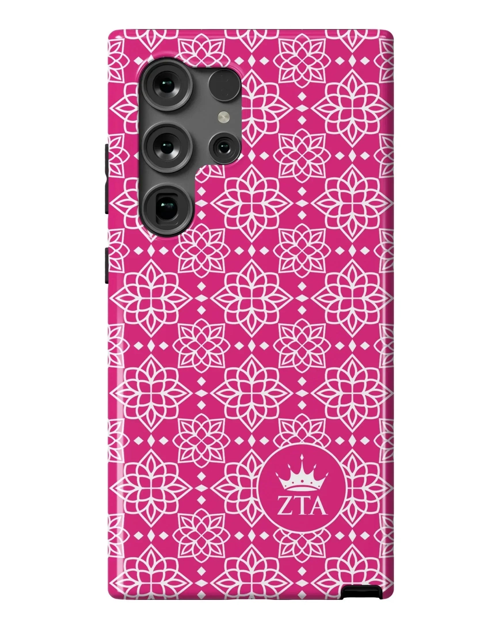 Zeta Tau Alpha Samsung Galaxy 24, 23 Mobile Phone Case - Pink Ornate Gloss Mobile Phone Cases