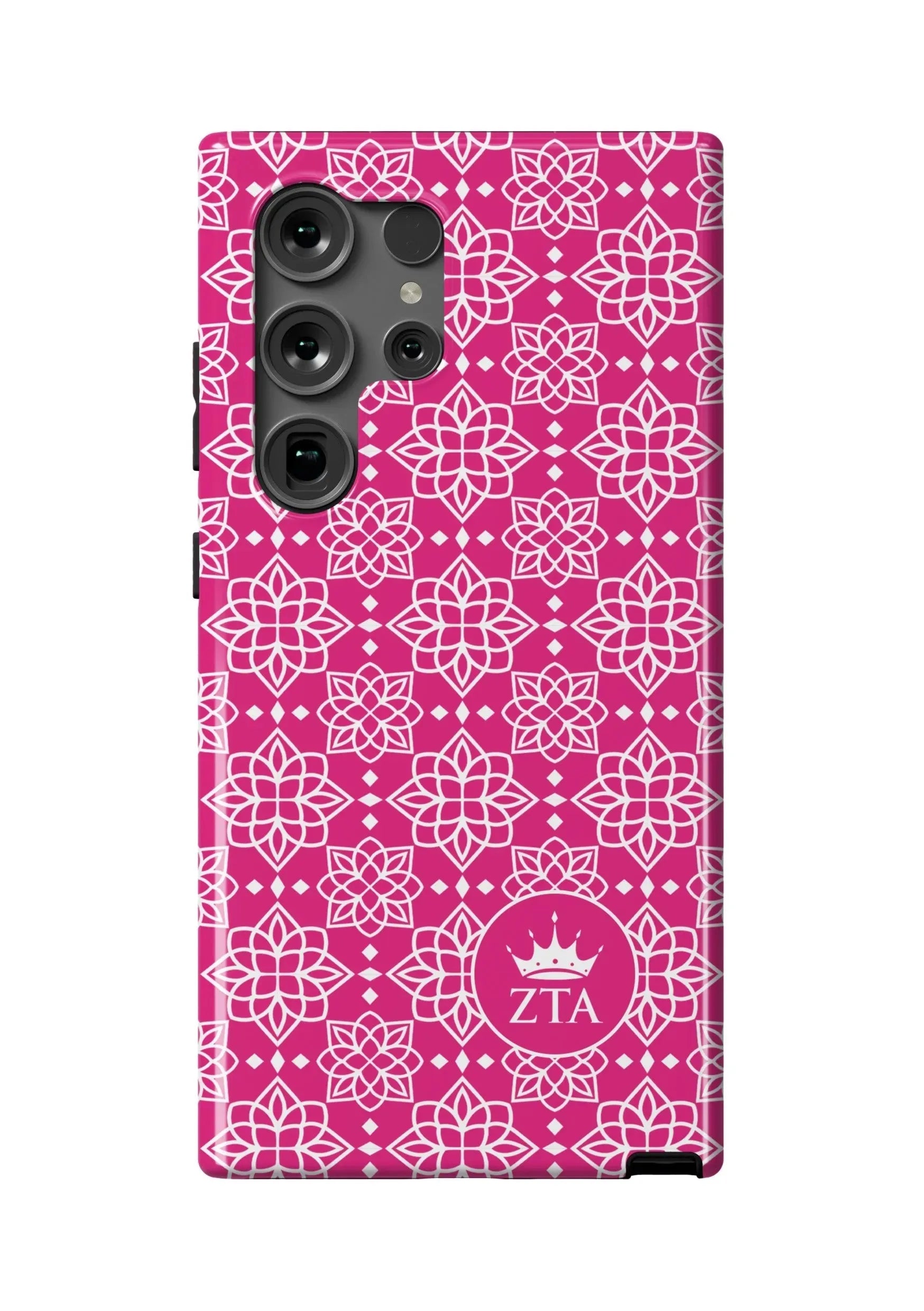 Zeta Tau Alpha Samsung Galaxy 24, 23 Mobile Phone Case - Pink Ornate Gloss Mobile Phone Cases