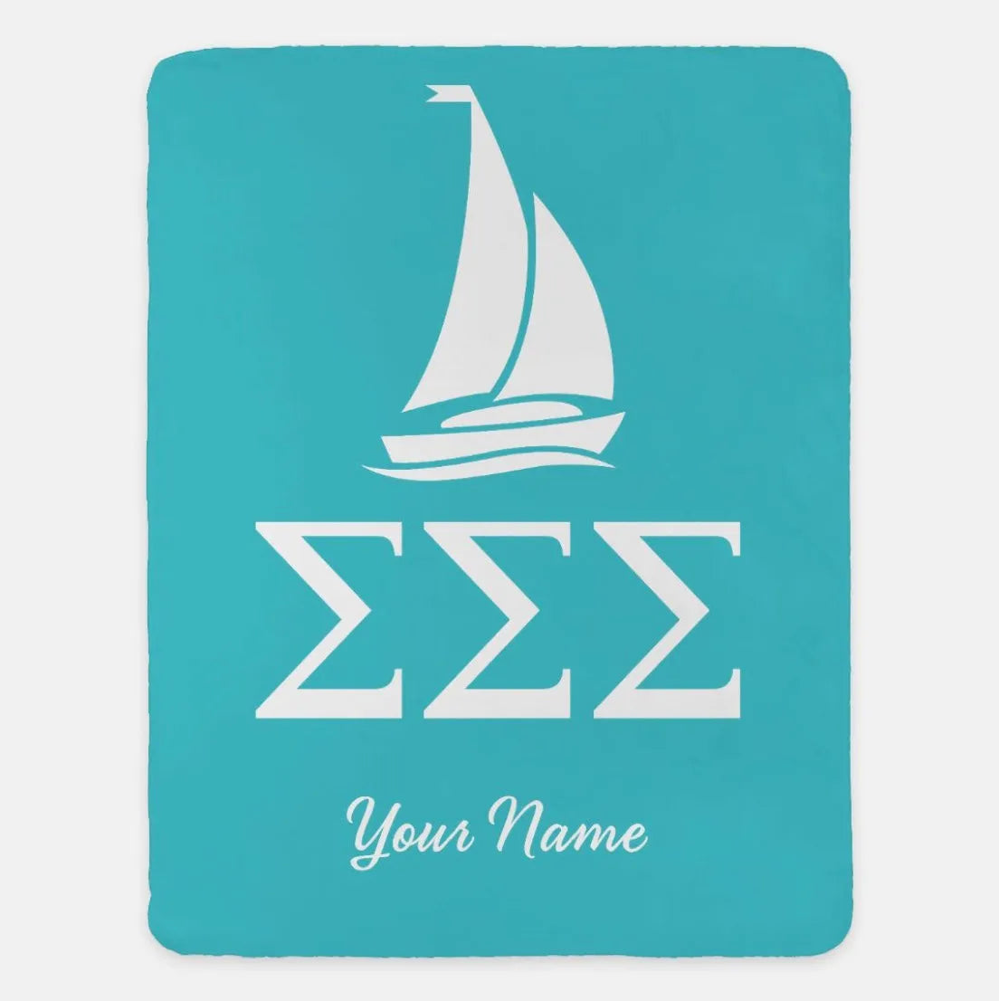 Personalized Tri Sigma XL 60x80 Sherpa Throw Blanket Sea Blue Throw Blankets