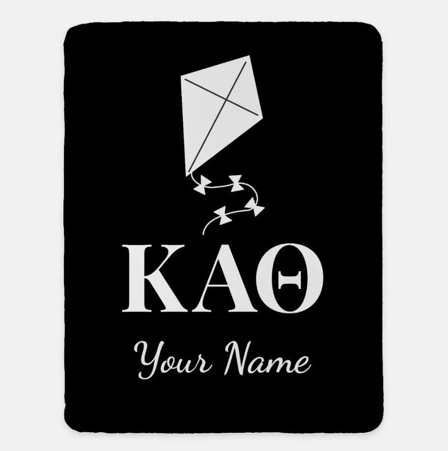 Personalized Kappa Alpha Theta XL 60x80 Sherpa Blanket Black Throw Blankets