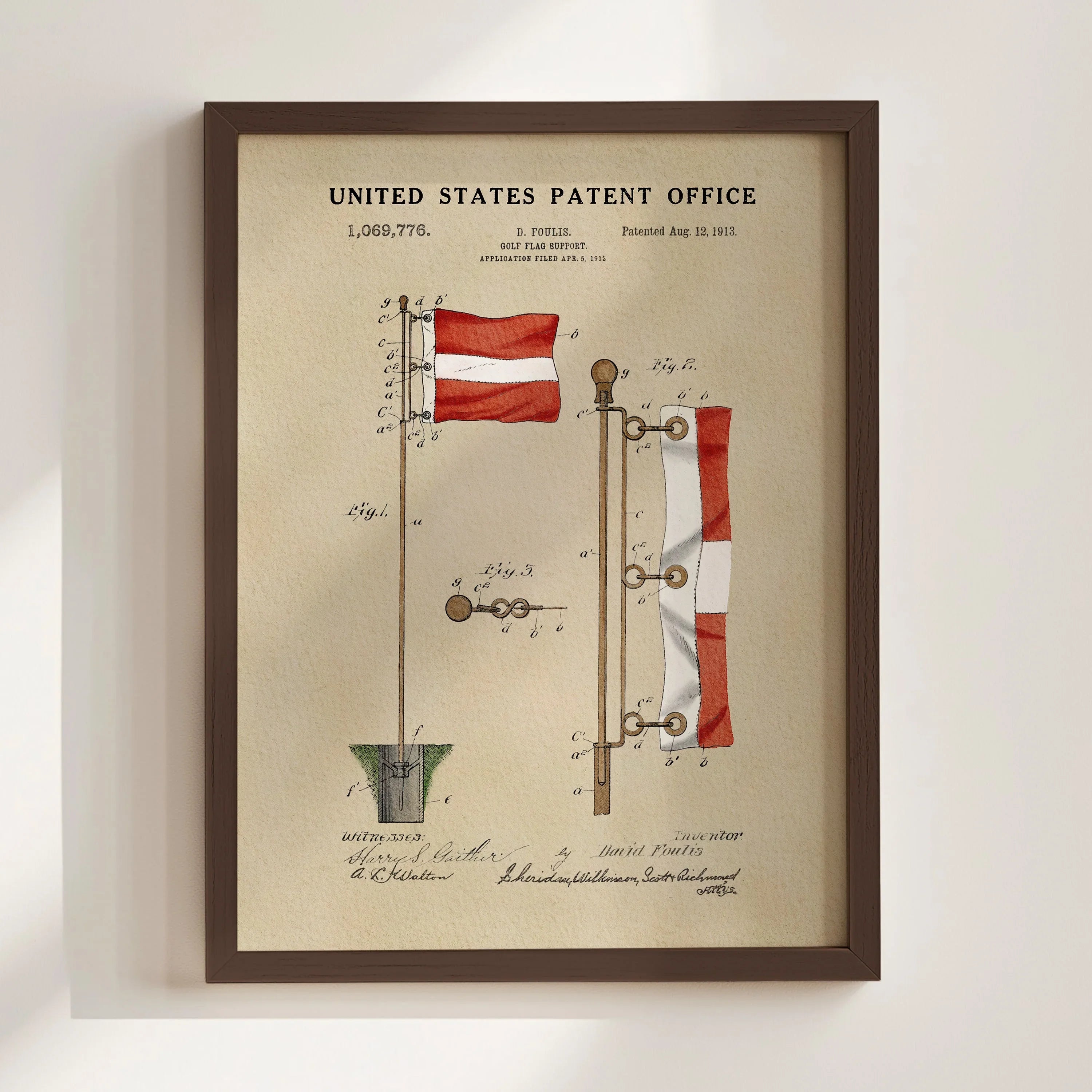 Golf Flag US Patent Art Print | Sports Themed Dorm Decor | Wall Art | Campus Greek Fit