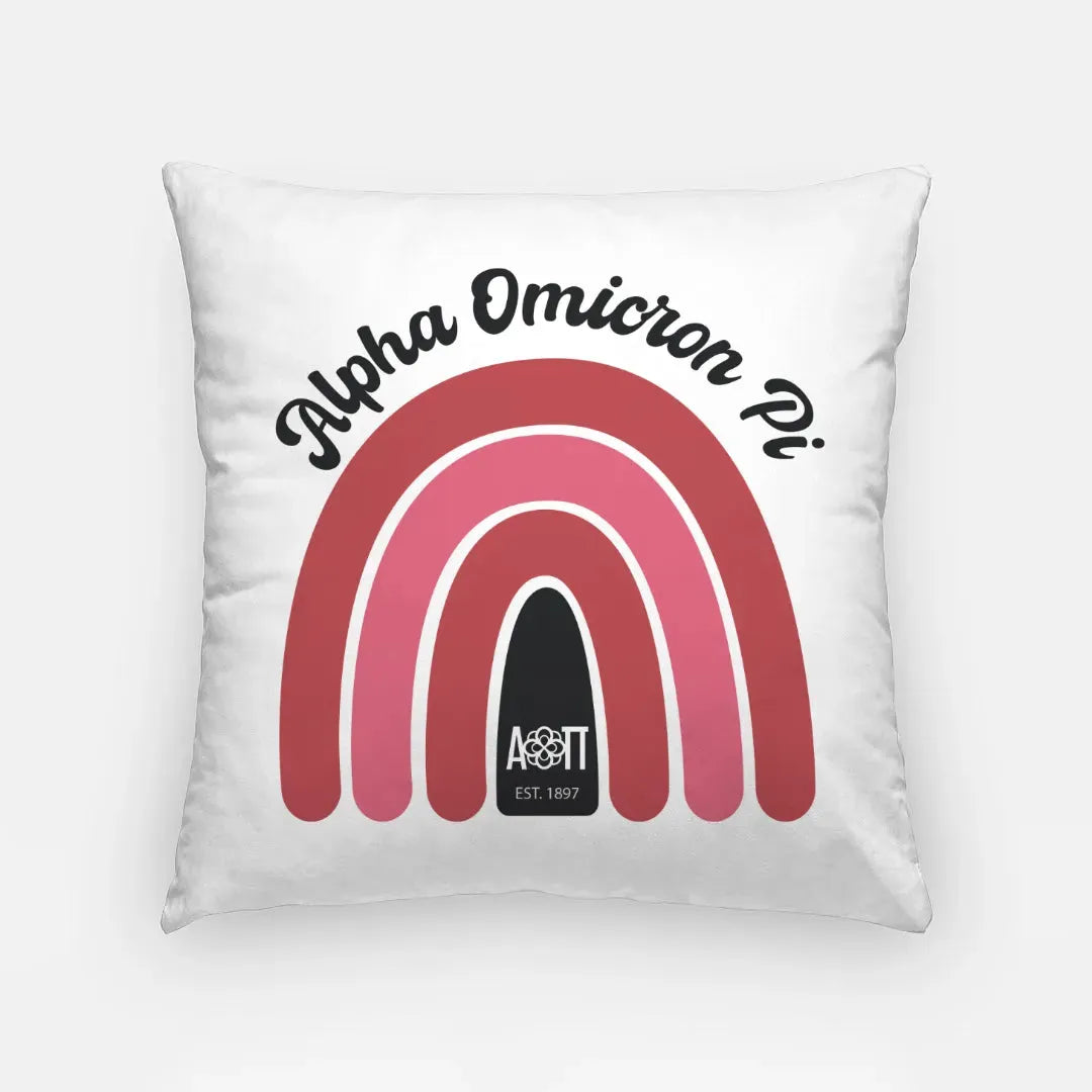 Alpha Omicron Pi 18" Rainbow Throw Pillow Cover Pillow Covers