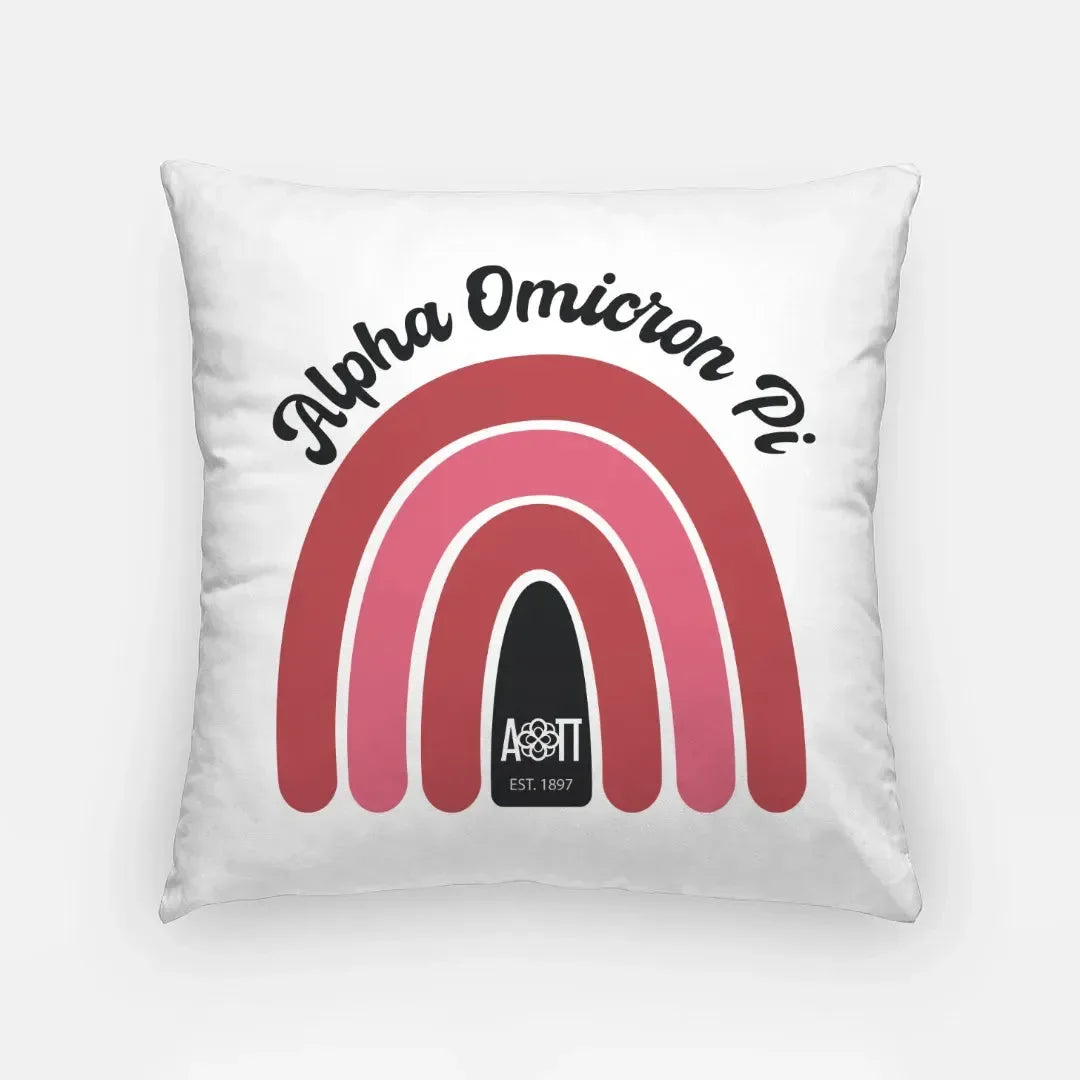 Alpha Omicron Pi 18" Rainbow Throw Pillow Cover Pillow Covers