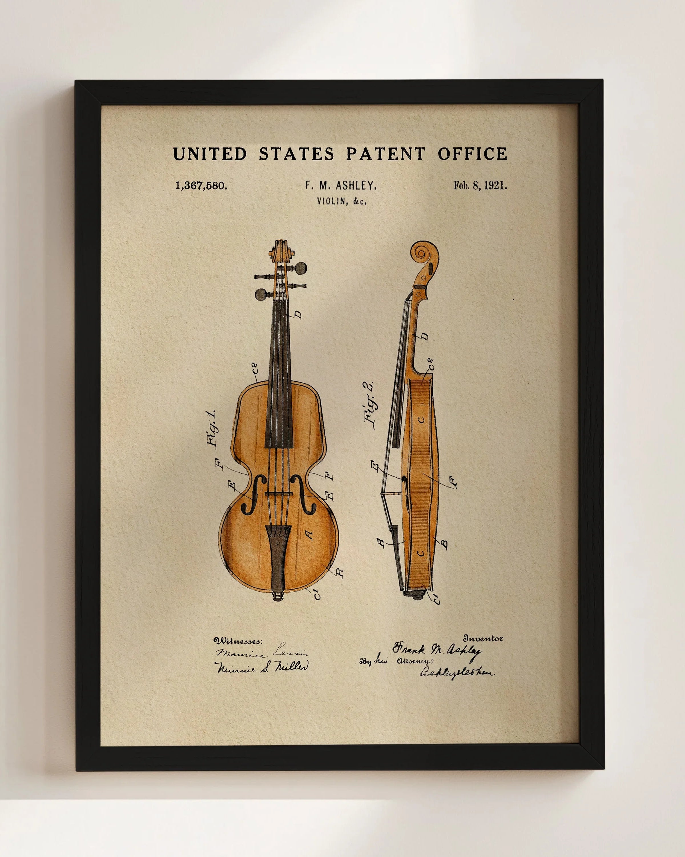 Violin US Patent Art Print | Music-Themed Dorm Decor | Wall Art | Campus Greek Fit