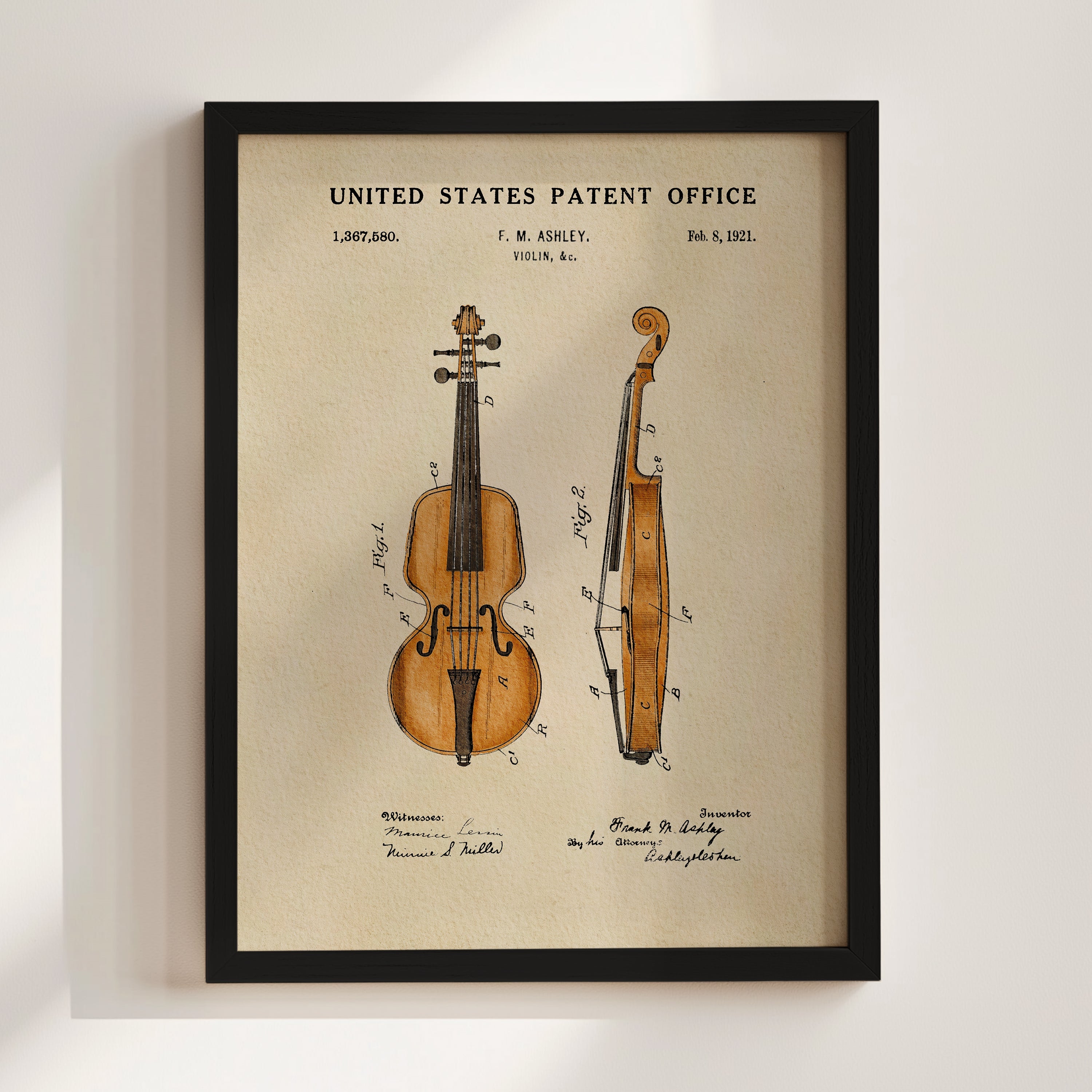 Violin US Patent Art Print | Music-Themed Dorm Decor | Wall Art | Campus Greek Fit