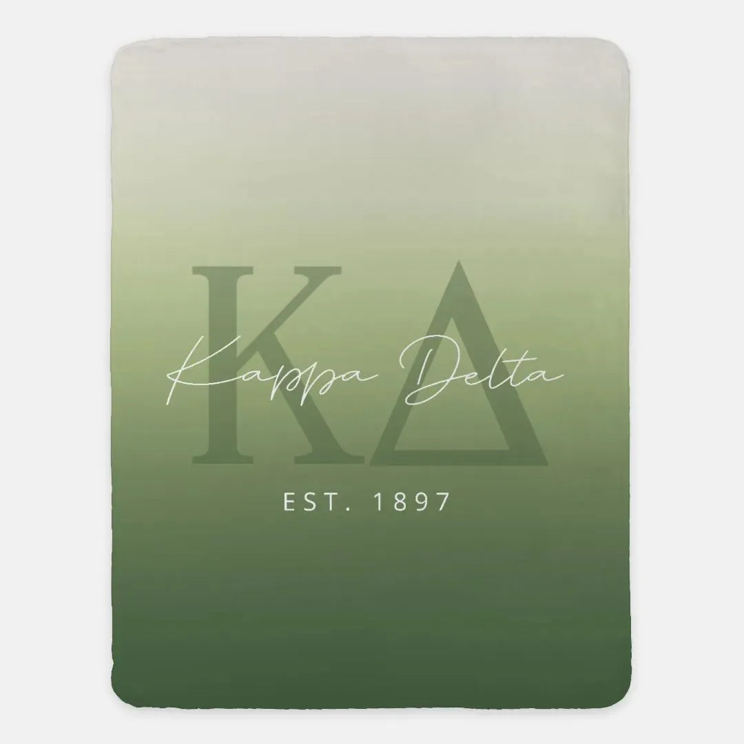 Kappa Delta XL 60x80 Sherpa Throw Blanket - Ombre Olive Throw Blankets