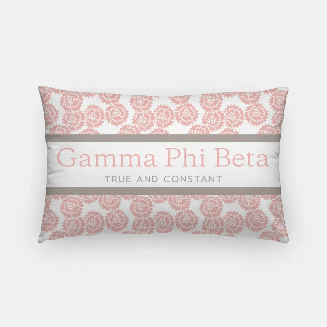 Gamma Phi Beta Blush Carnation Lumbar Pillow Cover Pillow Covers
