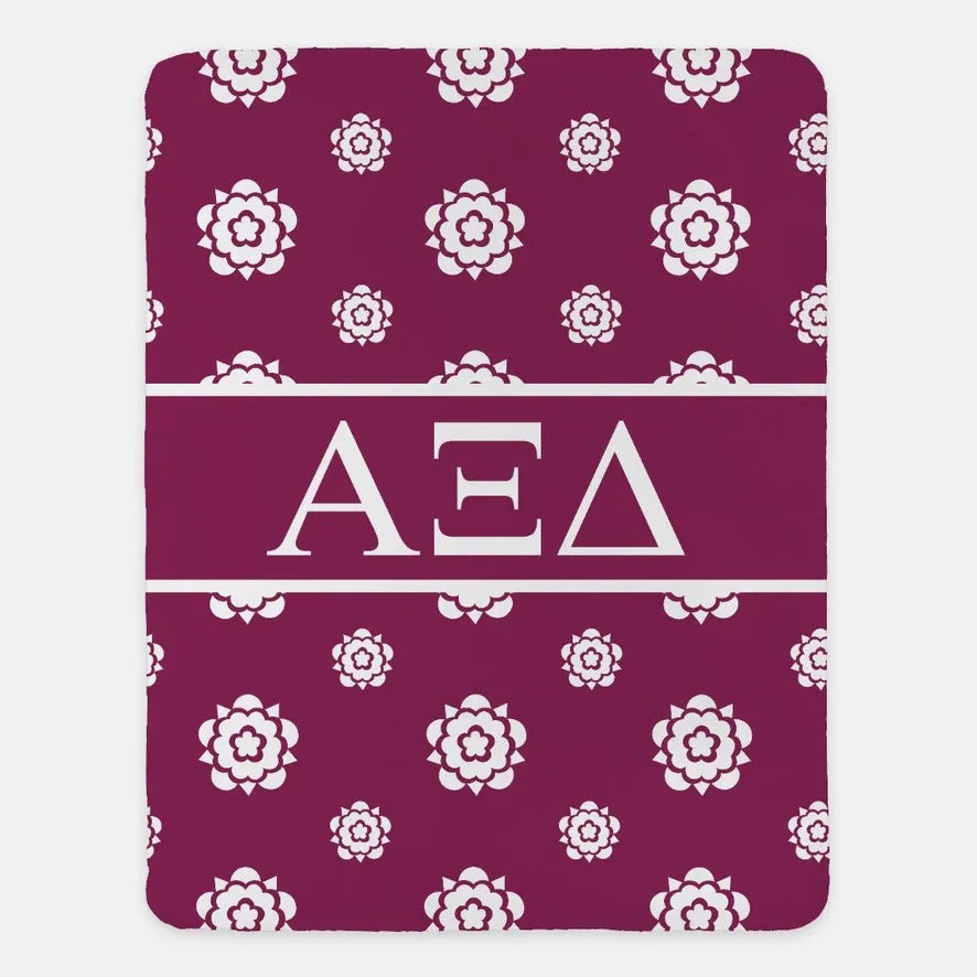 Alpha Xi Delta Blanket XL 60x80 - Tudor Rose | AXiD Gifts & Decor
