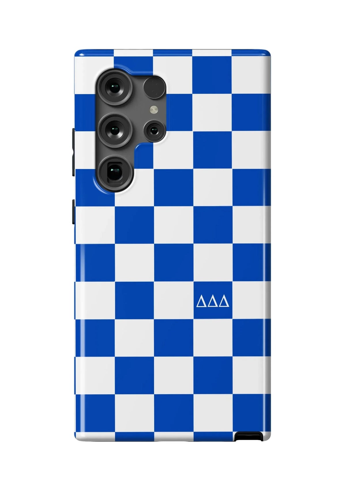 Tri Delta Samsung Galaxy 24, 23 Mobile Phone Case - Blue Check Gloss Mobile Phone Cases